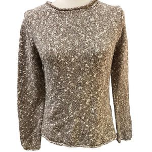 LL Bean tan and white crewneck sweater Size medium